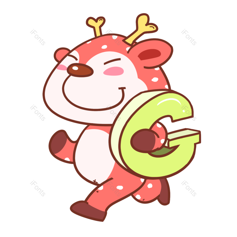 卡通图片,卡通鹿元素,字母PNG,小鹿免抠素材